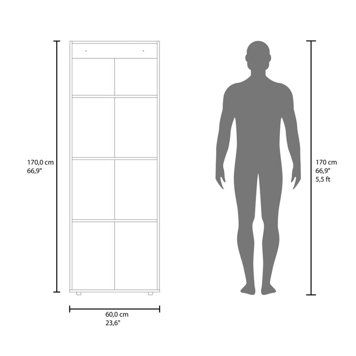Closet Tuhogar Blanco 60x170cm sin Cajones y con Tres Puertas - CLOSETS | Bylmo