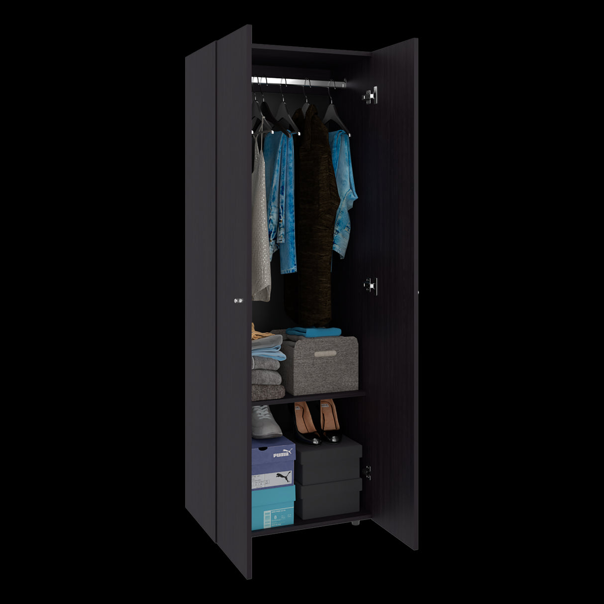 Closet Tuhogar Wengue 60x170cm sin Cajones con Dos Puertas y con Colgadero de Ropa - CLOSETS | Bylmo