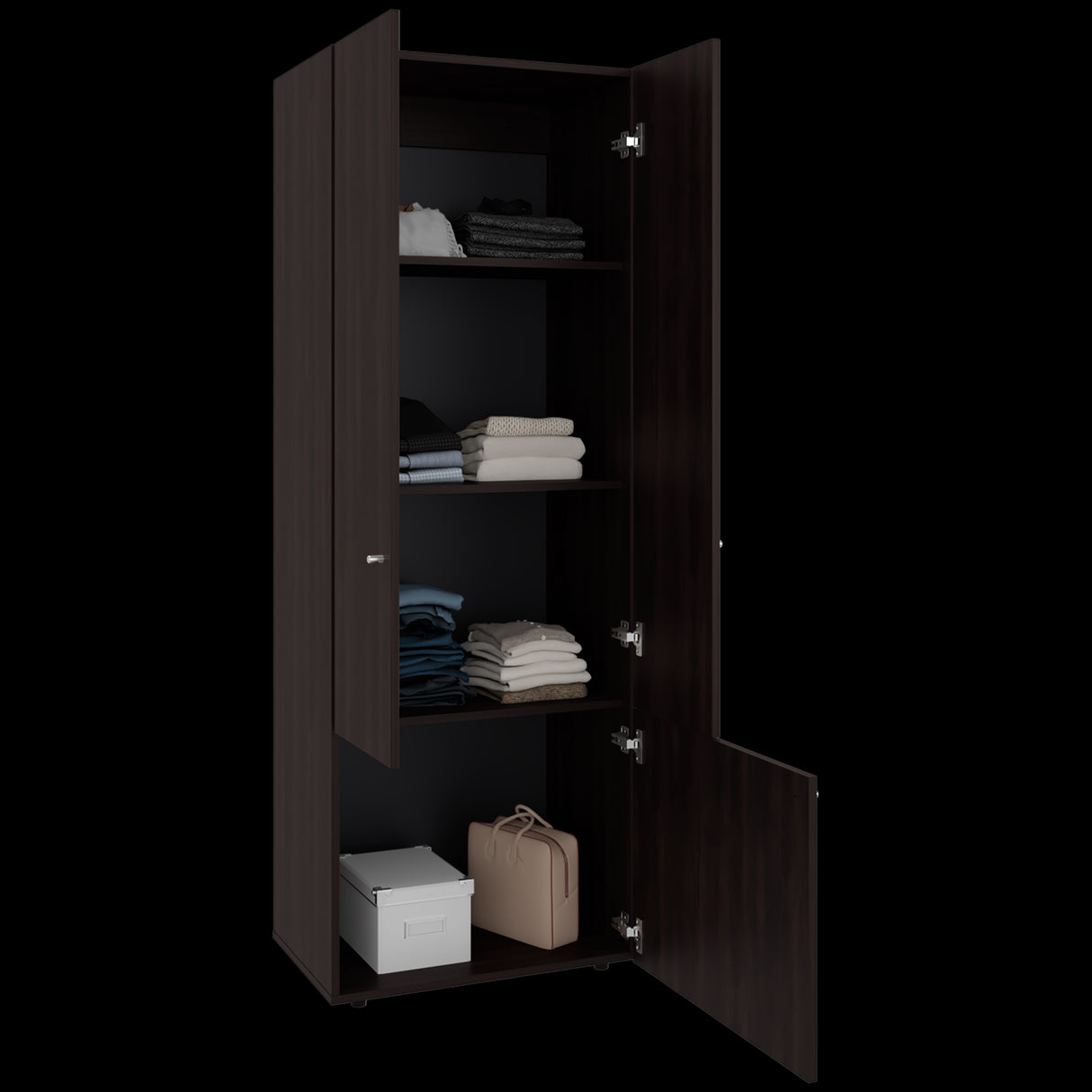 Closet Tuhogar Nogal y Wengue 60x170cm sin Cajones y con Tres Puertas - CLOSETS | Bylmo