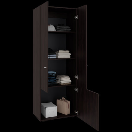 Closet Tuhogar Nogal y Wengue 60x170cm sin Cajones y con Tres Puertas - CLOSETS | Bylmo