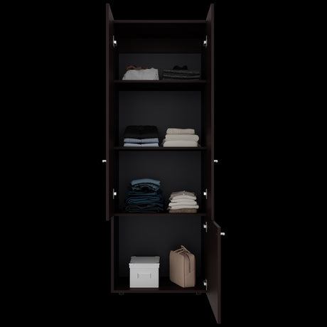 Closet Tuhogar Nogal y Wengue 60x170cm sin Cajones y con Tres Puertas - CLOSETS | Bylmo