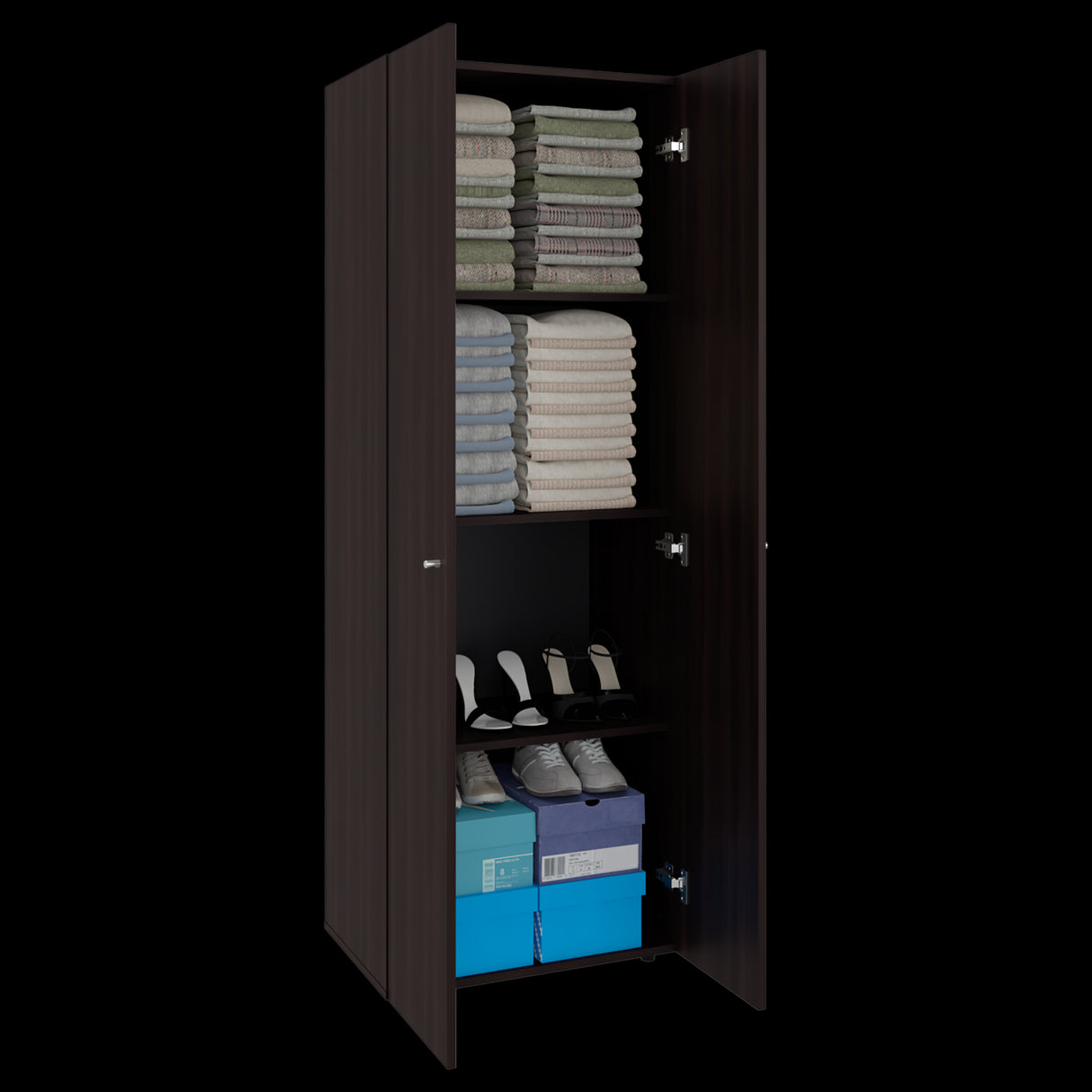 Closet Tuhogar Nogal y Wengue 60x170cm sin Cajones y con Dos Puertas - CLOSETS | Bylmo