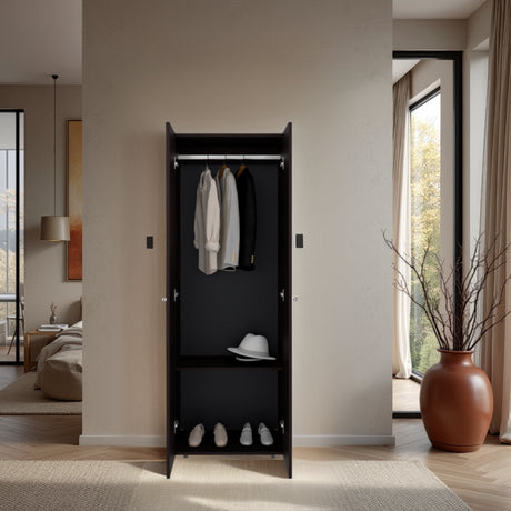 Closet Tuhogar Nogal y Wengue 60x170cm sin Cajones con Dos Puertas y con Colgadero de Ropa - CLOSETS | Bylmo