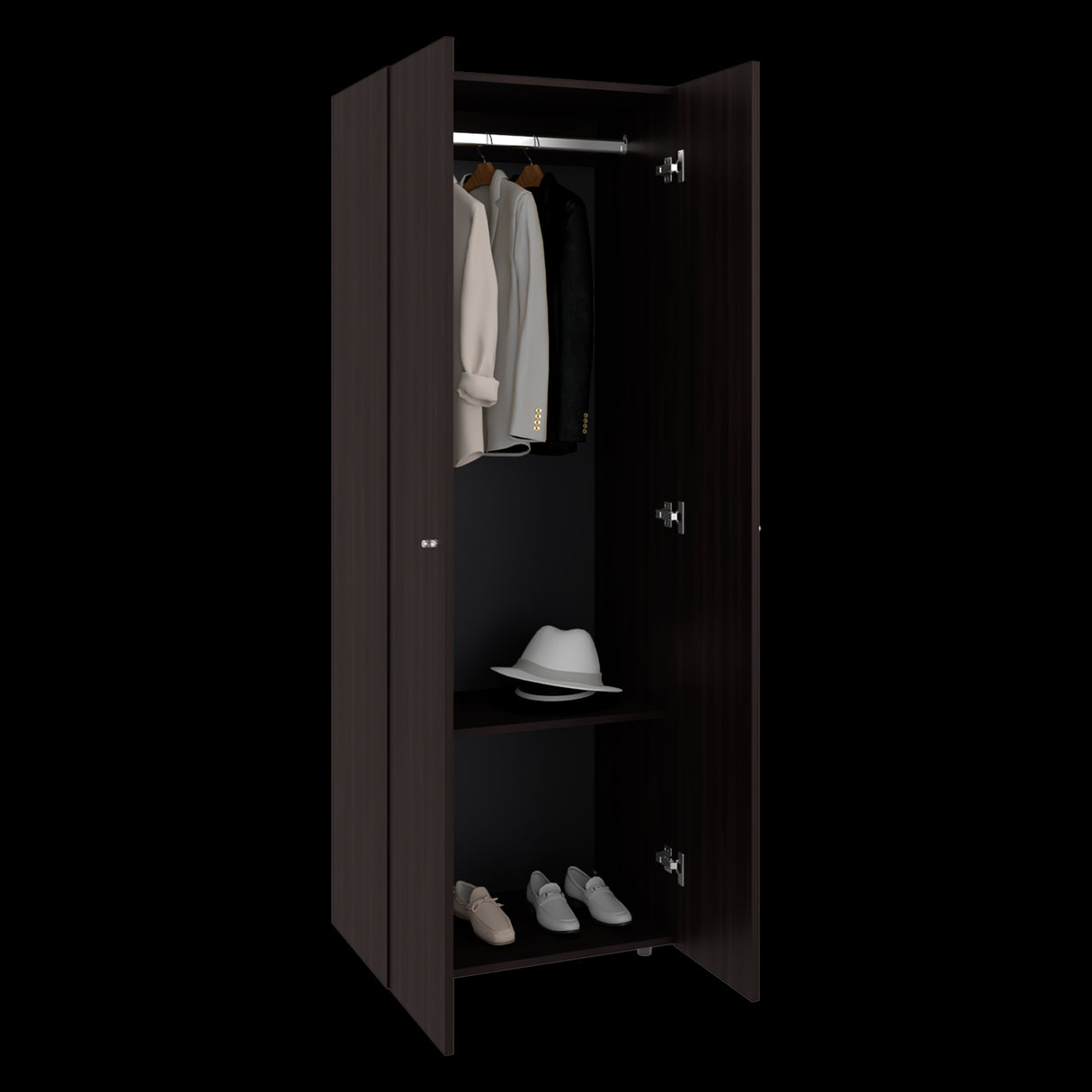 Closet Tuhogar Nogal y Wengue 60x170cm sin Cajones con Dos Puertas y con Colgadero de Ropa - CLOSETS | Bylmo