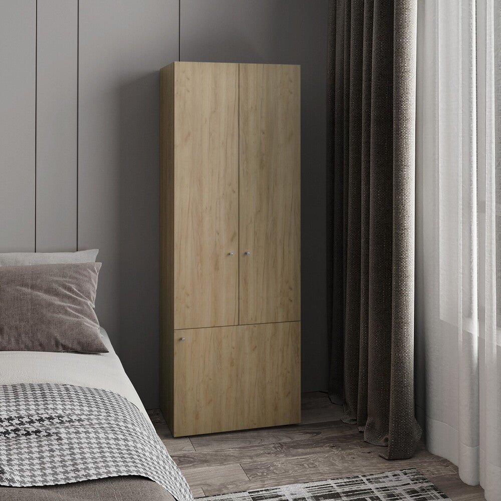 Closet Tuhogar Fresno Europeo y Blanco 60x170cm sin Cajones y con Tres Puertas - CLOSETS | Bylmo