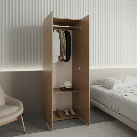 Closet Tuhogar Fresno Europeo y Blanco 60x170cm sin Cajones con Dos Puertas y con Colgadero de Ropa - CLOSETS | Bylmo