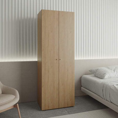 Closet Tuhogar Fresno Europeo y Blanco 60x170cm sin Cajones con Dos Puertas y con Colgadero de Ropa - CLOSETS | Bylmo
