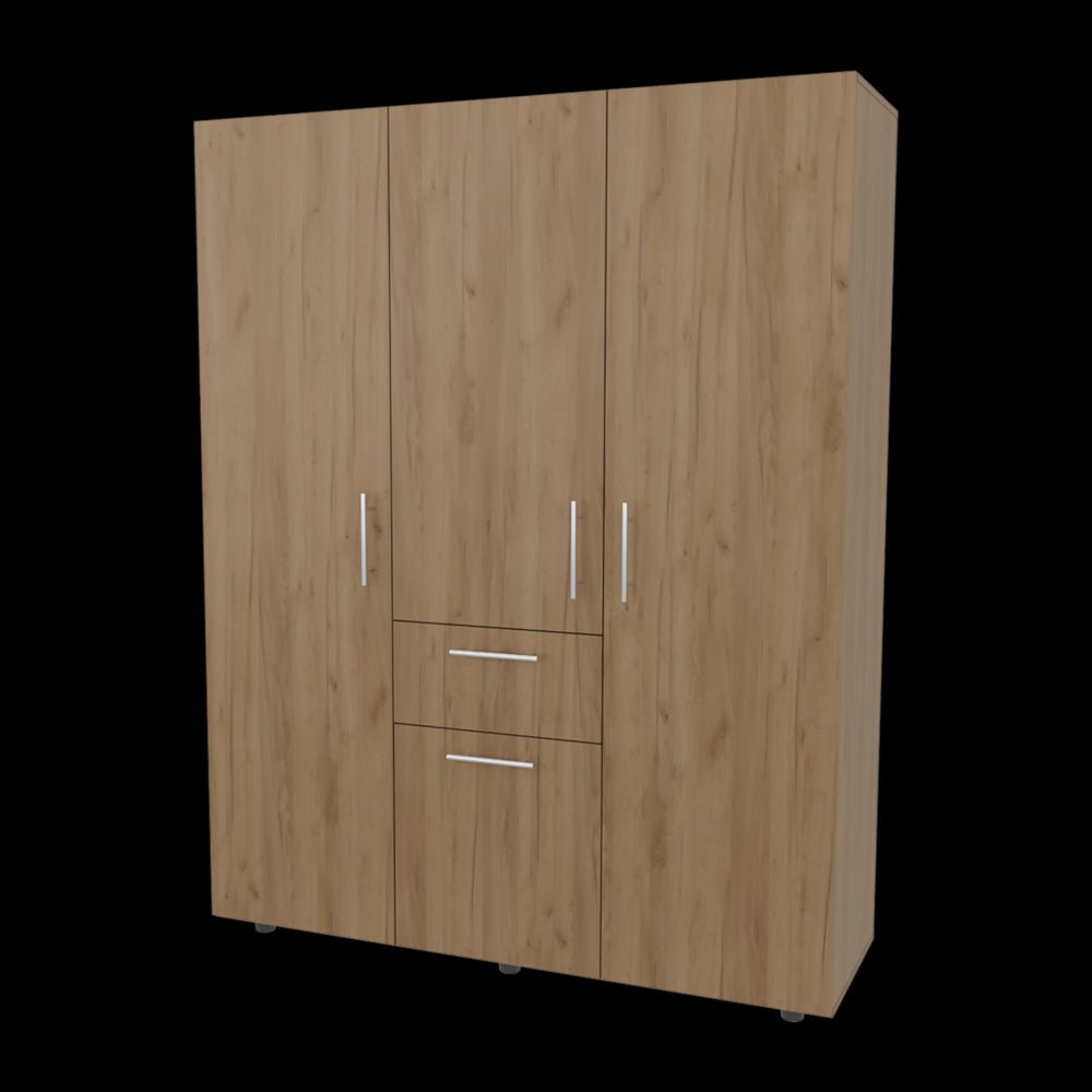 Closet Belen Fresno Europeo y Wengue 140x178cm con Un Cajón con Cuatro Puertas y con Colgadero de Ropa - CLOSETS | Bylmo