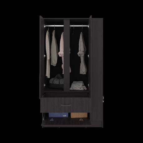 Closet Dakota Wengue 100x180.6cm con Un Cajón con Tres Puertas y con Colgadero de Ropa - CLOSETS | Bylmo