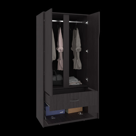 Closet Dakota Wengue 100x180.6cm con Un Cajón con Tres Puertas y con Colgadero de Ropa - CLOSETS | Bylmo