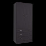 Closet Taly Wengue 78.7x179.5cm con Tres Cajones con Dos Puertas y con Colgadero de Ropa - CLOSETS | Bylmo