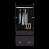 Closet Taly Wengue 78.7x179.5cm con Tres Cajones con Dos Puertas y con Colgadero de Ropa - CLOSETS | Bylmo