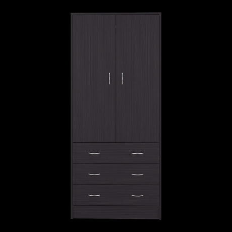Closet Taly Wengue 78.7x179.5cm con Tres Cajones con Dos Puertas y con Colgadero de Ropa - CLOSETS | Bylmo