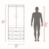 Closet Taly Wengue 78.7x179.5cm con Tres Cajones con Dos Puertas y con Colgadero de Ropa - CLOSETS | Bylmo