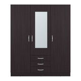 Closet Wengue 150x180.6cm con Tres Cajones con Tres Puertas con Colgadero de Ropa y con Espejo - CLOSETS | Bylmo