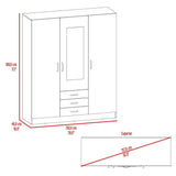 Closet Wengue 150x180.6cm con Tres Cajones con Tres Puertas con Colgadero de Ropa y con Espejo - CLOSETS | Bylmo