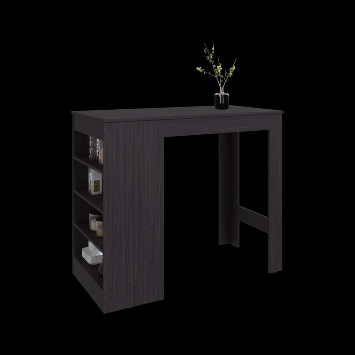 Barra de Cocina Greer Wengue 119.8x102cm con Cinco Compartimientos - BARRAS Y MUEBLES AUXILIARES | Bylmo