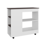 Barra de Cocina Nigella Blanco y Nogal 100x89.6cm con Ruedas y con Seis Compartimientos - BARRAS Y MUEBLES AUXILIARES | Bylmo