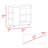 Barra de Cocina Nigella Blanco y Nogal 100x89.6cm con Ruedas y con Seis Compartimientos - BARRAS Y MUEBLES AUXILIARES | Bylmo
