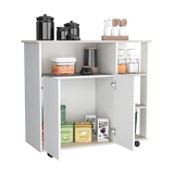 Barra de Cocina Paprika Blanco y Niebla 100x90cm con Ruedas y con Seis Compartimientos - BARRAS Y MUEBLES AUXILIARES | Bylmo