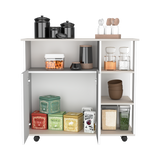 Barra de Cocina Paprika Blanco y Niebla 100x90cm con Ruedas y con Seis Compartimientos - BARRAS Y MUEBLES AUXILIARES | Bylmo