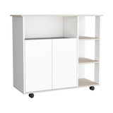 Barra de Cocina Paprika Blanco y Niebla 100x90cm con Ruedas y con Seis Compartimientos - BARRAS Y MUEBLES AUXILIARES | Bylmo