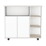 Barra de Cocina Paprika Blanco y Niebla 100x90cm con Ruedas y con Seis Compartimientos - BARRAS Y MUEBLES AUXILIARES | Bylmo