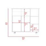 Barra de Cocina Paprika Blanco y Niebla 100x90cm con Ruedas y con Seis Compartimientos - BARRAS Y MUEBLES AUXILIARES | Bylmo