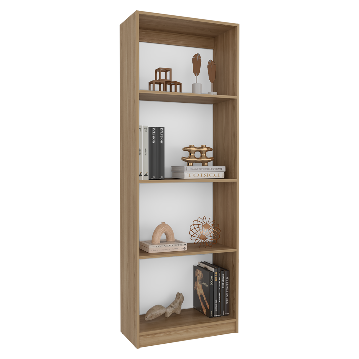 Estantería Home Fresno Europeo y Blanco 62.8x180.6cm Rectangular con Cuatro Compartimientos - BIBLIOTECAS Y ESTANTERIAS | Bylmo