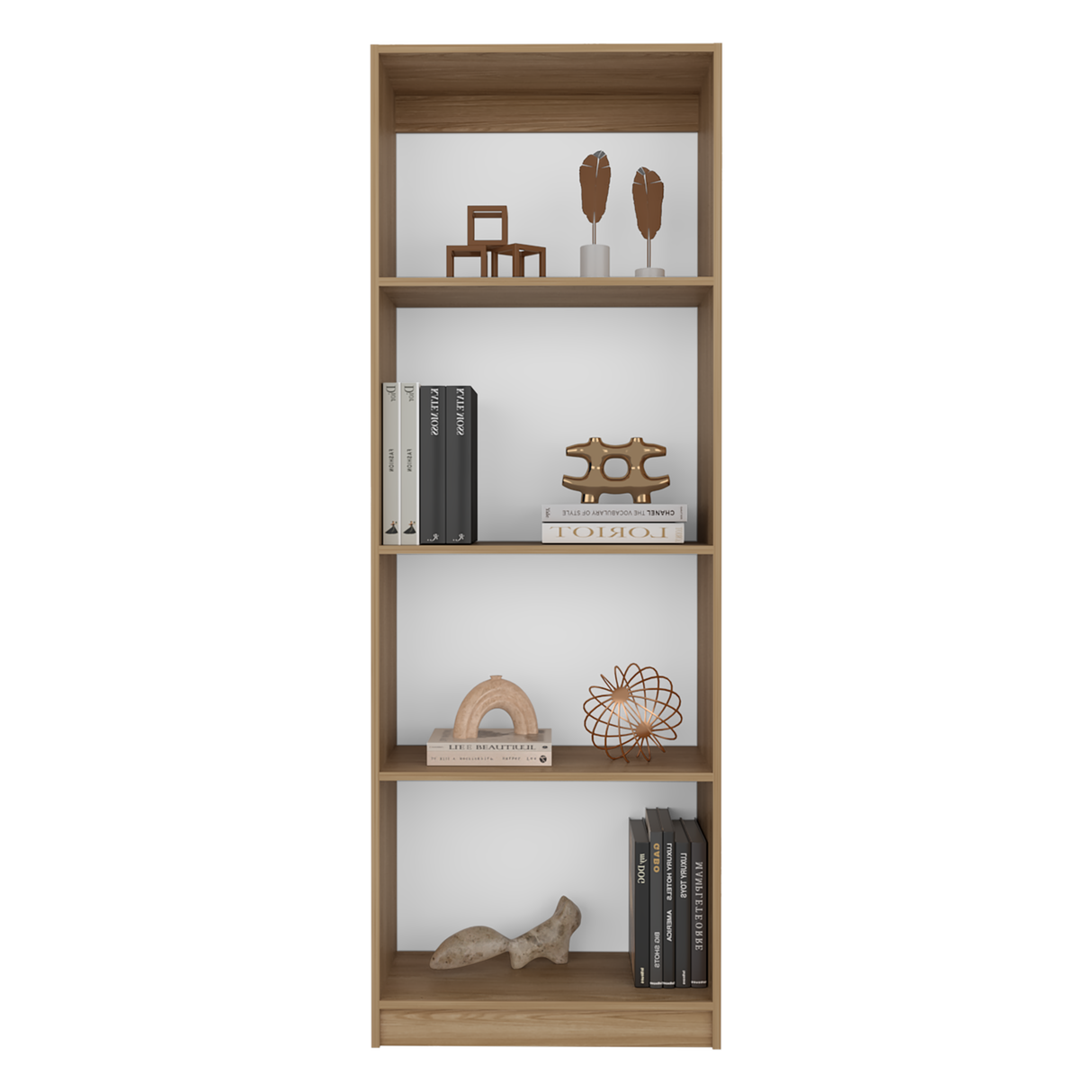 Estantería Home Fresno Europeo y Blanco 62.8x180.6cm Rectangular con Cuatro Compartimientos - BIBLIOTECAS Y ESTANTERIAS | Bylmo