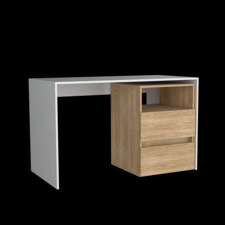 Escritorio Rookie Blanco y Fresno 120x75cm con Dos Cajones y con Organizador de Libros - ESCRITORIOS | Bylmo