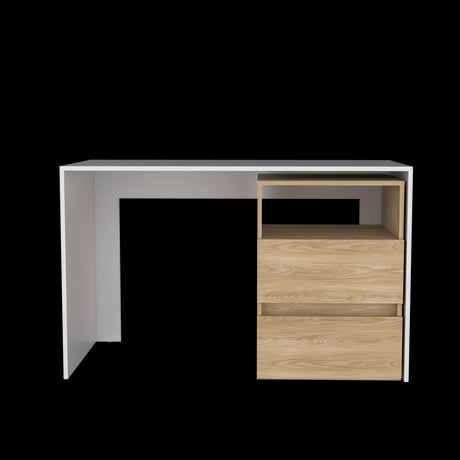 Escritorio Rookie Blanco y Fresno 120x75cm con Dos Cajones y con Organizador de Libros - ESCRITORIOS | Bylmo