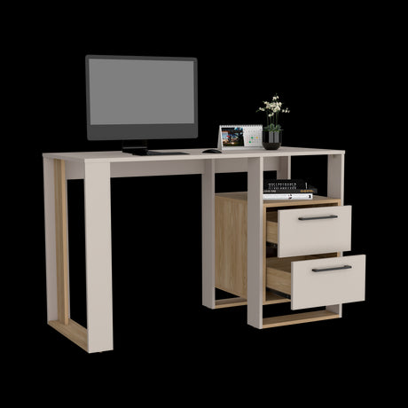 Escritorio Verlot Capri y Fresno 120x75cm con Dos Cajones y con Organizador de Libros - ESCRITORIOS | Bylmo