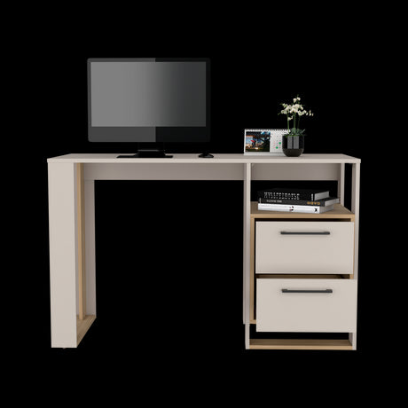 Escritorio Verlot Capri y Fresno 120x75cm con Dos Cajones y con Organizador de Libros - ESCRITORIOS | Bylmo