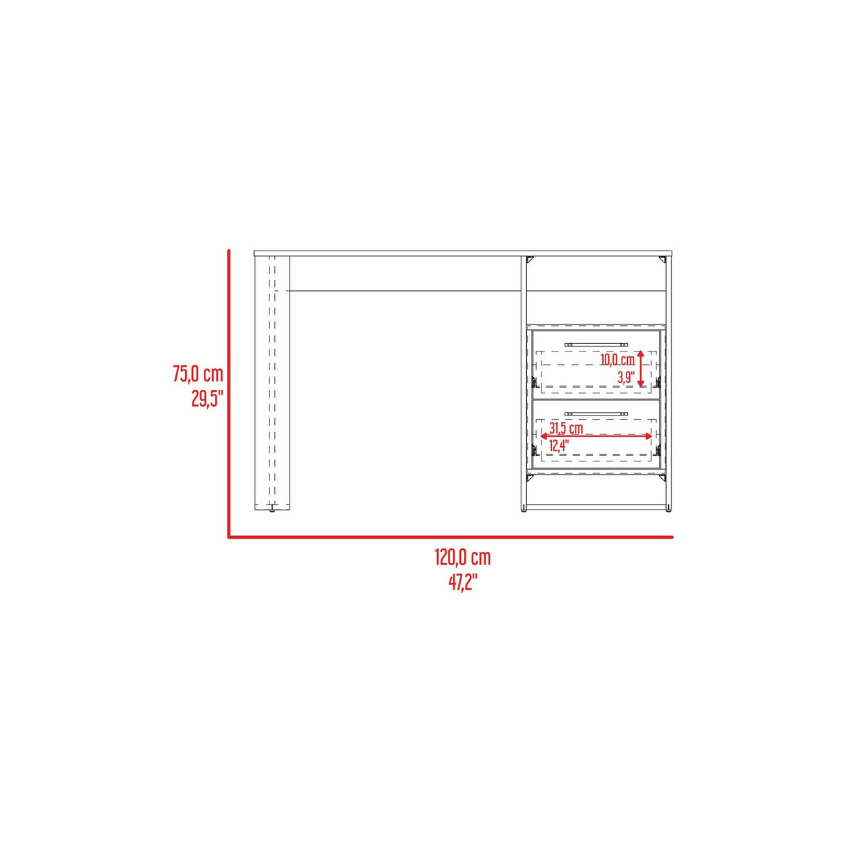 Escritorio Verlot Capri y Fresno 120x75cm con Dos Cajones y con Organizador de Libros - ESCRITORIOS | Bylmo