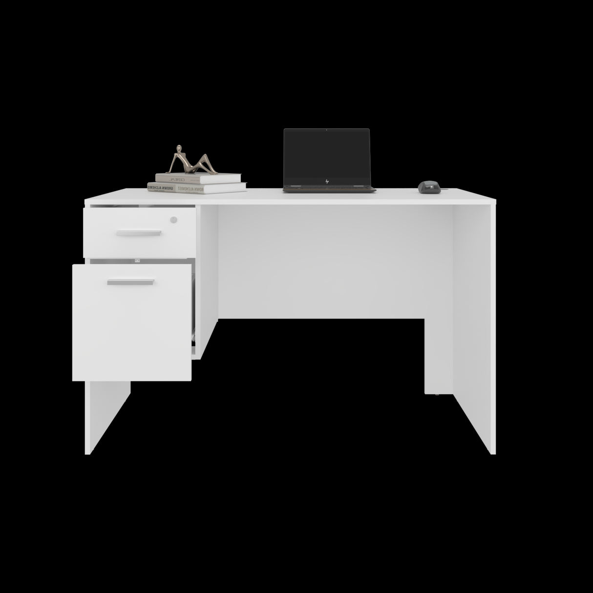 Escritorio Millier Blanco 120x75cm con Dos Cajones y con Organizador de Libros - ESCRITORIOS | Bylmo
