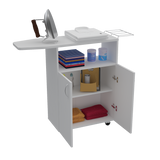 Mesa de Planchar Urano Blanco 90x86.1cm con Ruedas y con Dos Puertas - MUEBLES DE ASEO Y ROPAS | Bylmo