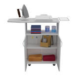 Mesa de Planchar Urano Blanco 90x86.1cm con Ruedas y con Dos Puertas - MUEBLES DE ASEO Y ROPAS | Bylmo