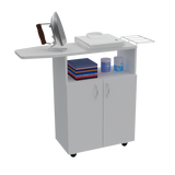 Mesa de Planchar Urano Blanco 90x86.1cm con Ruedas y con Dos Puertas - MUEBLES DE ASEO Y ROPAS | Bylmo