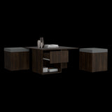 Mesa de Centro Lucien Nogal 80x45cm con Dos Asientos y con Compartimiento - MESAS DE CENTRO | Bylmo