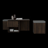 Mesa de Centro Lucien Nogal 80x45cm con Dos Asientos y con Compartimiento - MESAS DE CENTRO | Bylmo