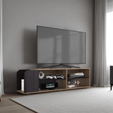 Rack de TV Solene Fresno Europeo y Wengue 150x42cm para TV Hasta 60" Pulgadas con Seis Compartimientos - MUEBLES DE TV | Bylmo