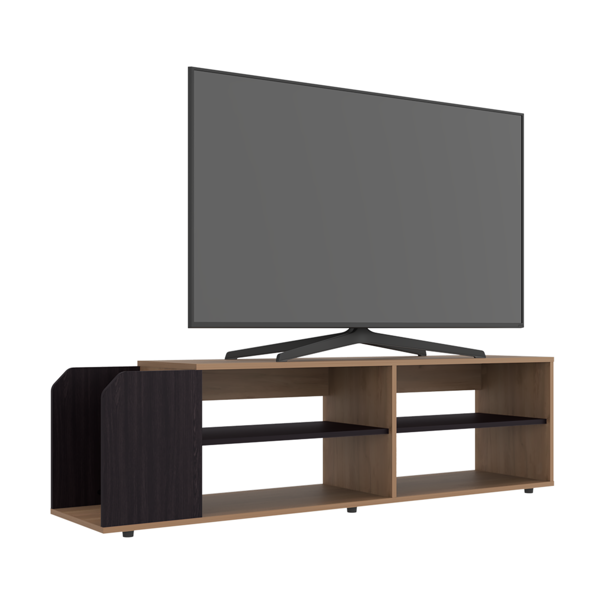 Rack de TV Solene Fresno Europeo y Wengue 150x42cm para TV Hasta 60" Pulgadas con Seis Compartimientos - MUEBLES DE TV | Bylmo