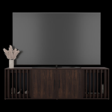 Rack de TV Brown Nogal y Wengue 180x54.5cm para TV Hasta 70" Pulgadas con Cuatro Compartimientos - MUEBLES DE TV | Bylmo