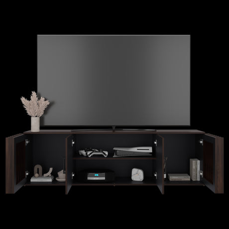 Rack de TV Brown Nogal y Wengue 180x54.5cm para TV Hasta 70" Pulgadas con Cuatro Compartimientos - MUEBLES DE TV | Bylmo