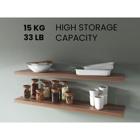 Set de 2 Repisas Café Expreso 120x3.8cm Flotante Rectangular - REPISAS | Bylmo