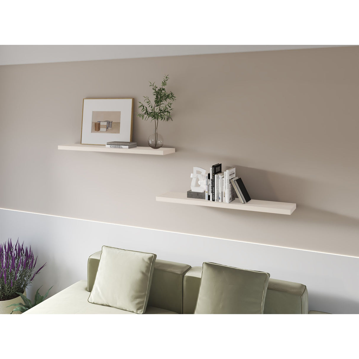 Set de 2 Repisas Niebla 120x3.8cm Flotante Rectangular - REPISAS | Bylmo