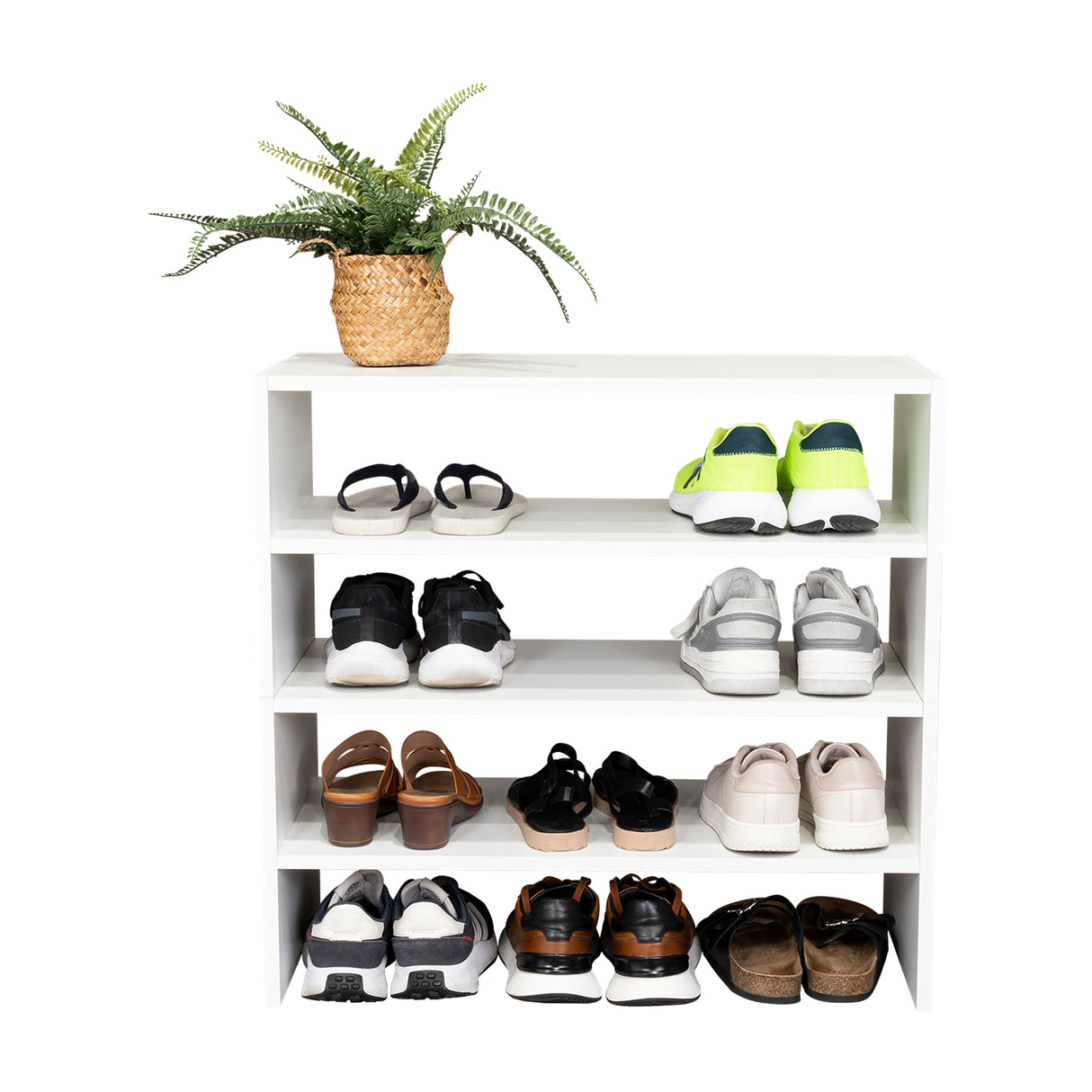 Zapatero Silpa Blanco 71.8x34.9cm Horizontal para Cuatro Pares y de Dos Niveles - ZAPATEROS | Bylmo