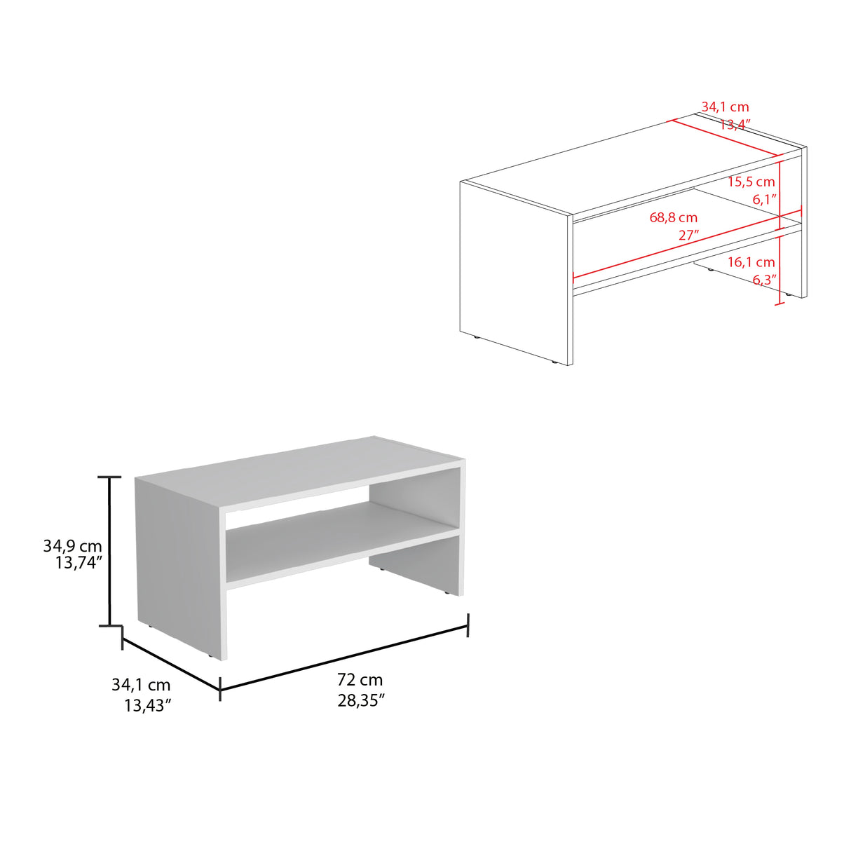 Zapatero Silpa Blanco 71.8x34.9cm Horizontal para Cuatro Pares y de Dos Niveles - ZAPATEROS | Bylmo