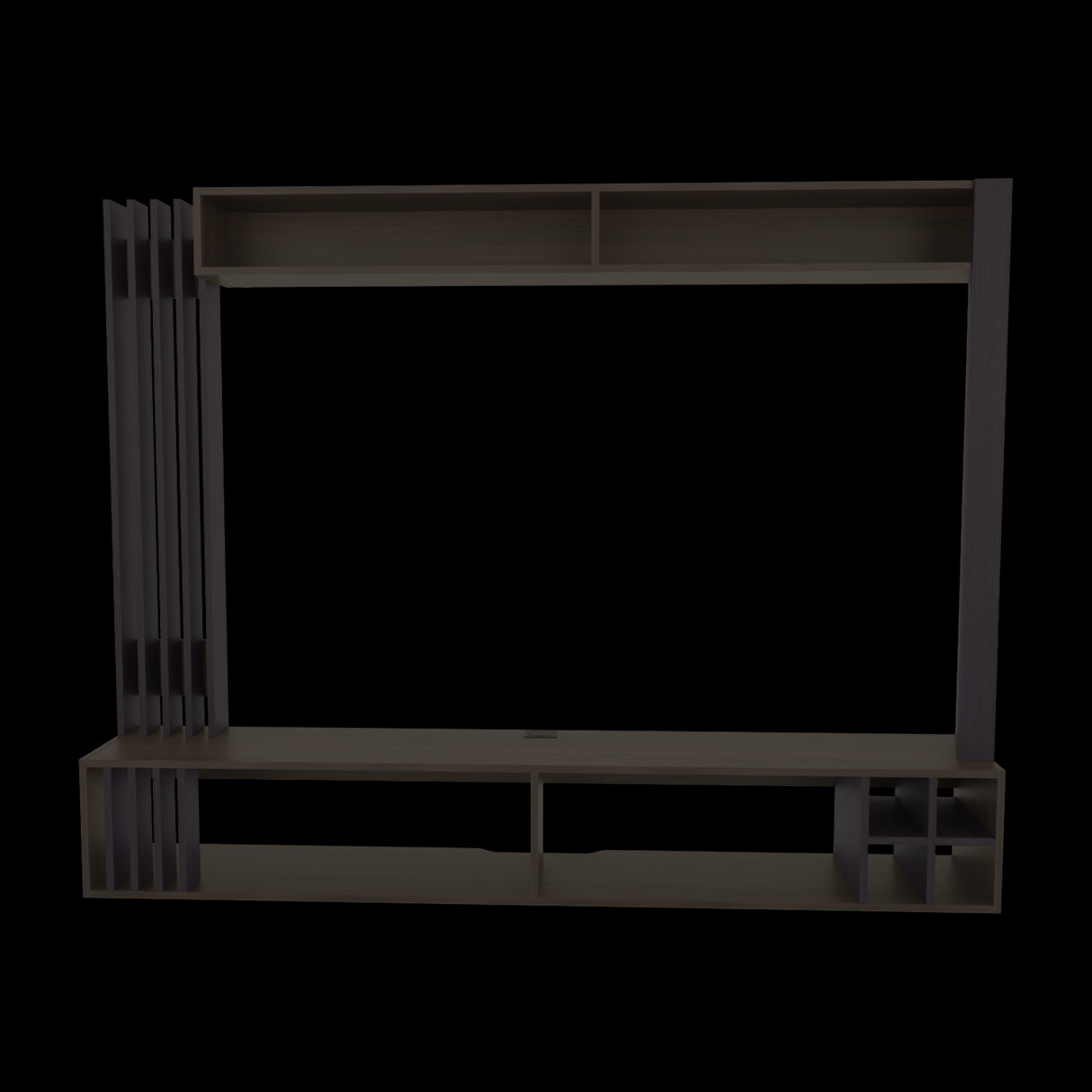 Centro de Entretenimiento Bremmen Wengue y Nogal 180x140cm para TV Hasta 55 Pulgadas con Seis Compartimientos - MUEBLES DE TV | Bylmo
